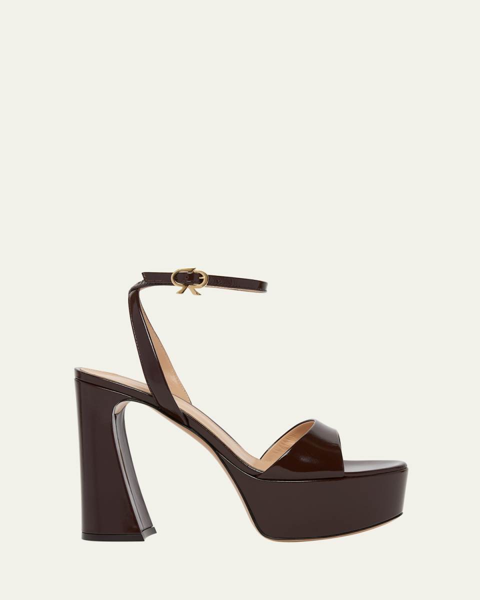 Nuit Leather Ankle-Strap Platform Sandals